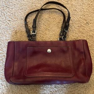 Elegant Burgundy Leather shoulder bag coach brand